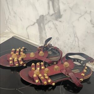 Balenciaga burgundy and Gold hardware Women's Sandals